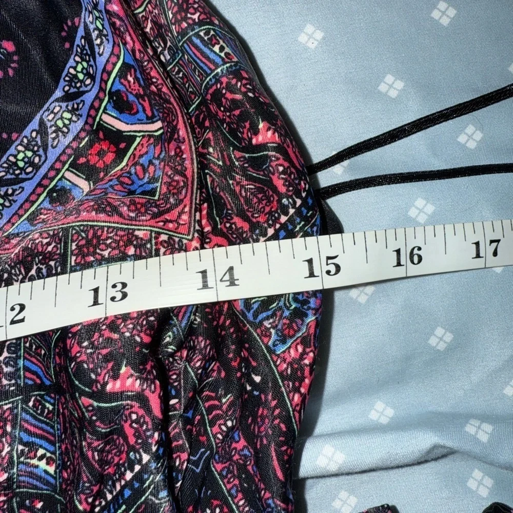 Free People Cabbage Rose Black Printed Satin Faux